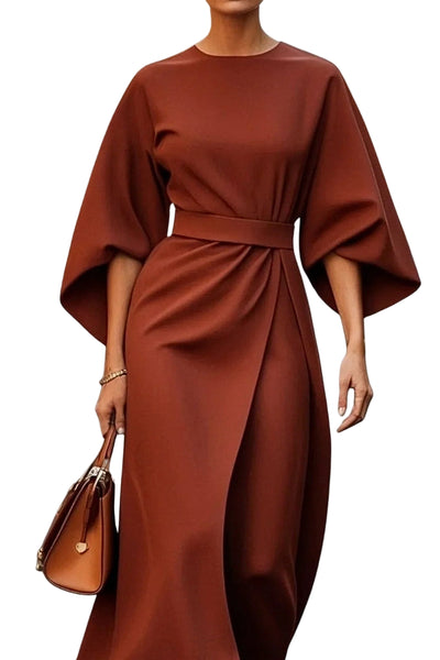 Jana™ | Elegant Belted Dolman Sleeve Dress