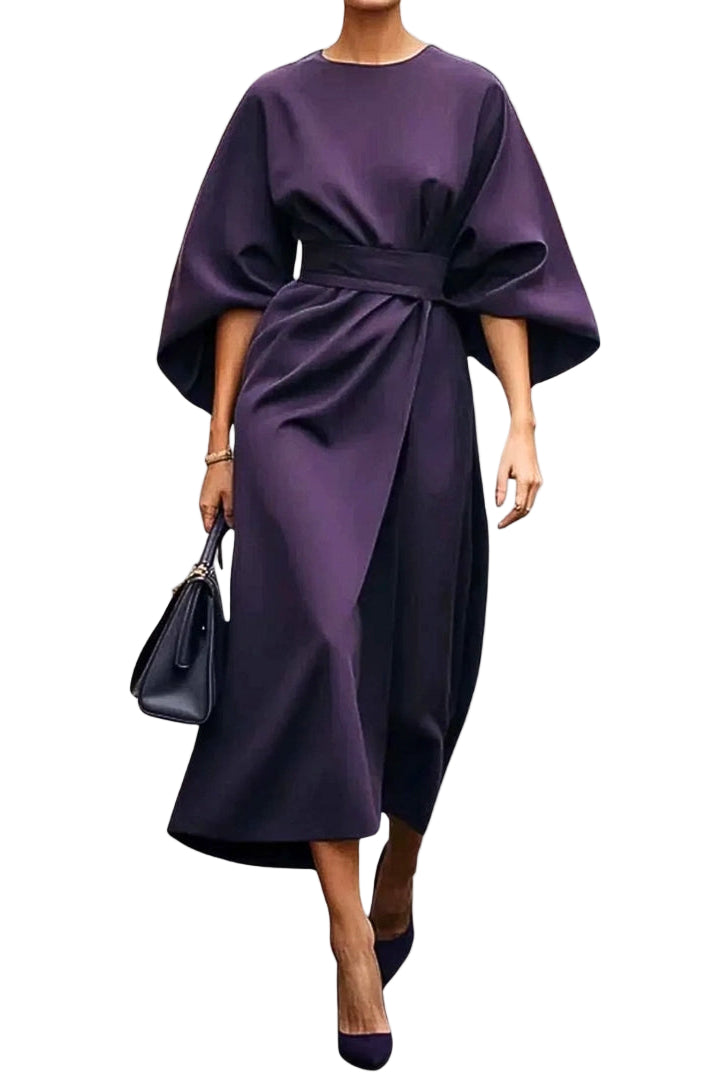 Jana™ | Elegant Belted Dolman Sleeve Dress
