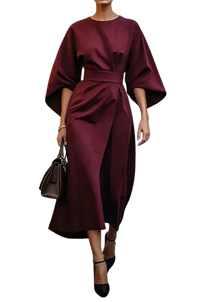 Jana™ | Elegant Belted Dolman Sleeve Dress
