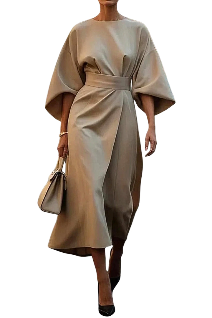Jana™ | Elegant Belted Dolman Sleeve Dress