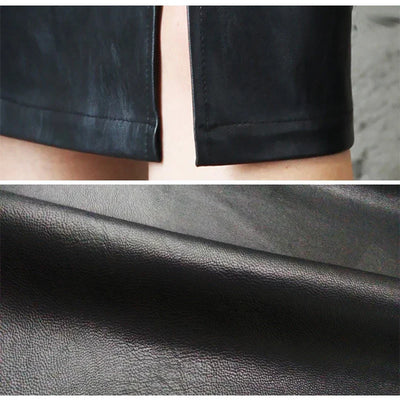 Macy™ | Sleek Black Leather Pencil Skirt