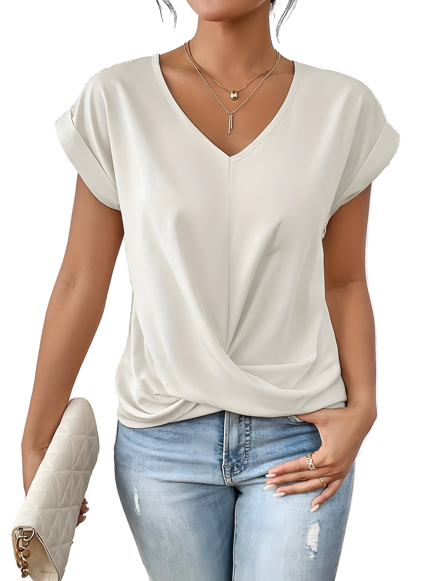 Taylor™ | Twist Front V-Neck Tee